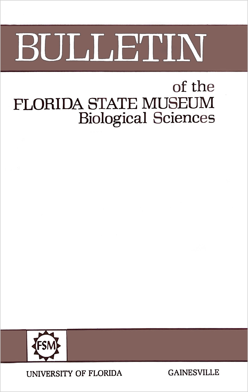Journal cover with title Bulletin of the Florida State Museum of Biological Sciences